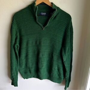 Chaps vintage classic green pullover quarter zip sweater - size L